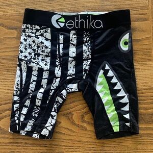 Ethika Black and White Shark Graphic Boxer Briefs